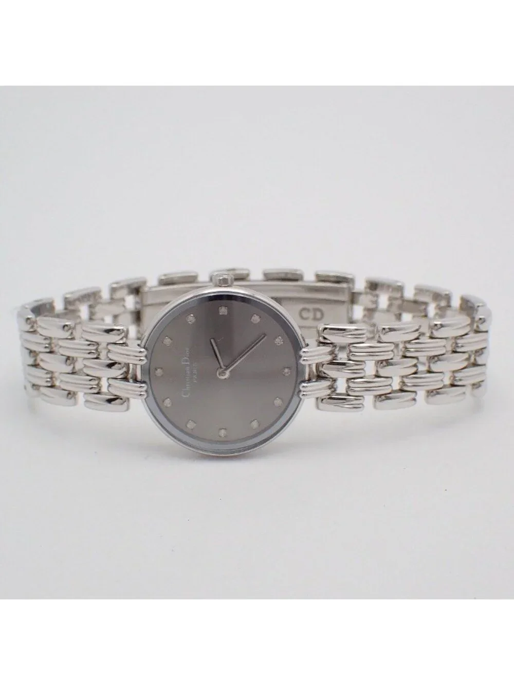 Dior Baguilla Quartz Watch 12 Gray Dial D with P Diamond 44